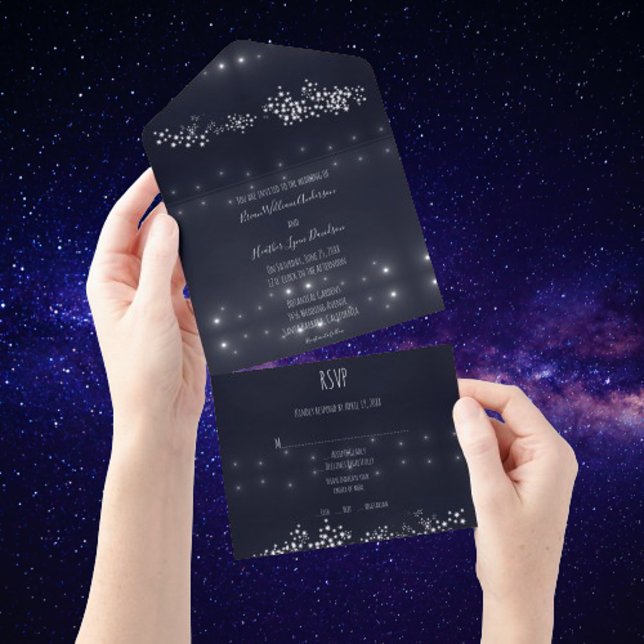 Casamento De Estrela Leve Em Um Único (Star Light Wedding All in One Invite)