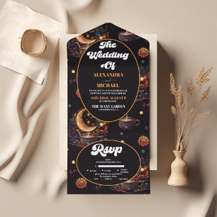 Casamento de Estrelas Celestiais Douradas Místicas