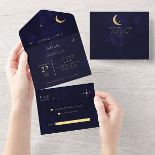 Casamento de Estrelas de Lua Dourada Azul Celestia