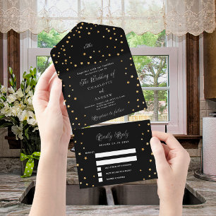 Casamento de estrelas douradas pretas