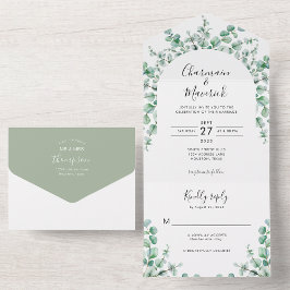 Casamento de Eucalipto Aquarela com Vegetação Mini