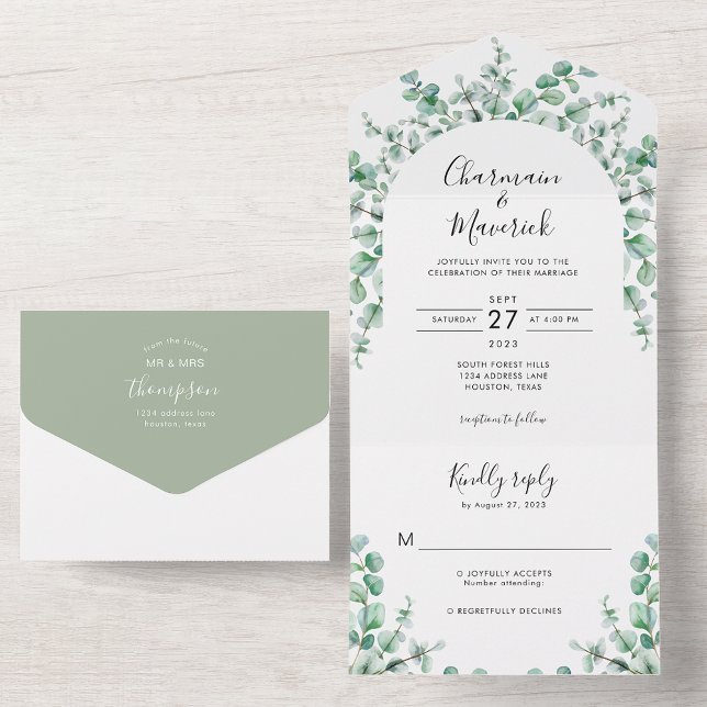 Casamento de Eucalipto Aquarela com Vegetação Mini (Criador carregado)