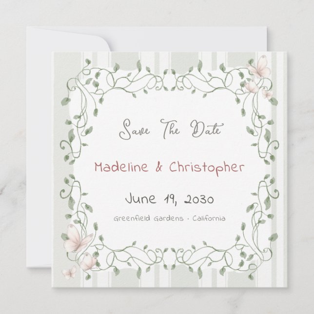 Casamento de Eucalipto Salvia Save the Date (Frente)
