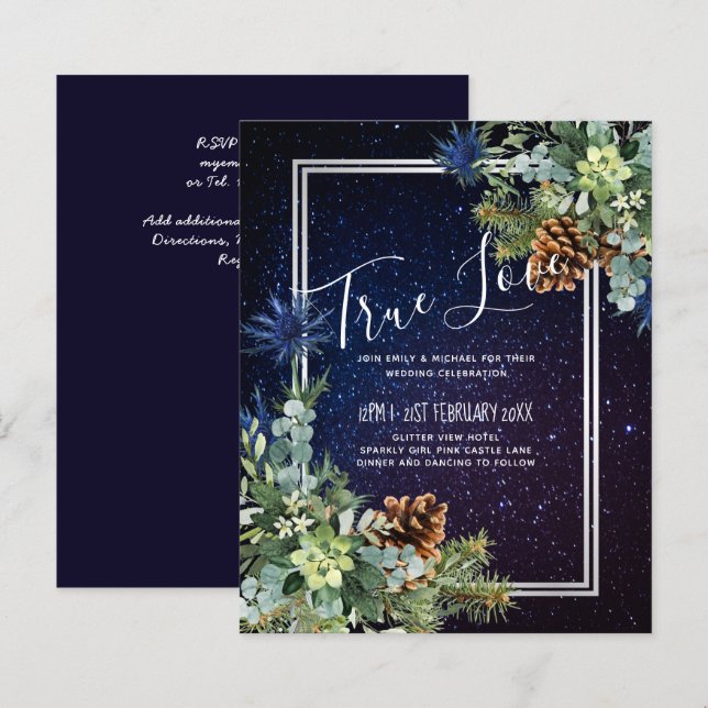 Casamento de Eucalyptus Pine Cones no Orçamento (Frente/Verso)