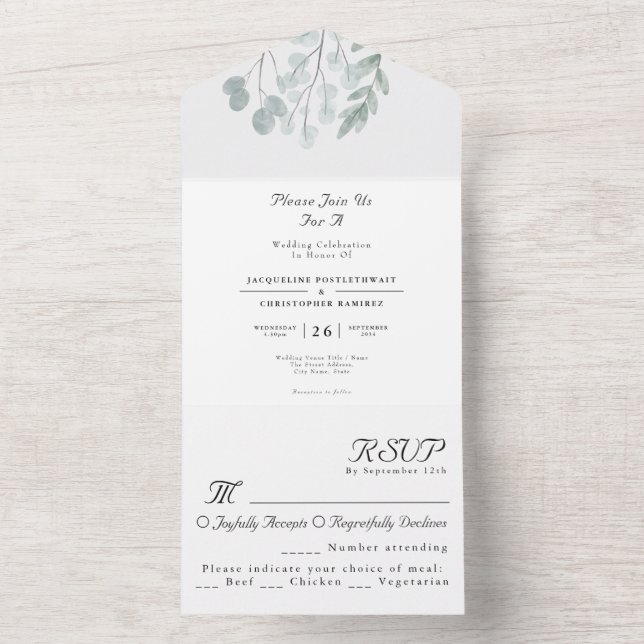 Casamento de Eucalyptus Rustic Floral Watercolor (Interno)