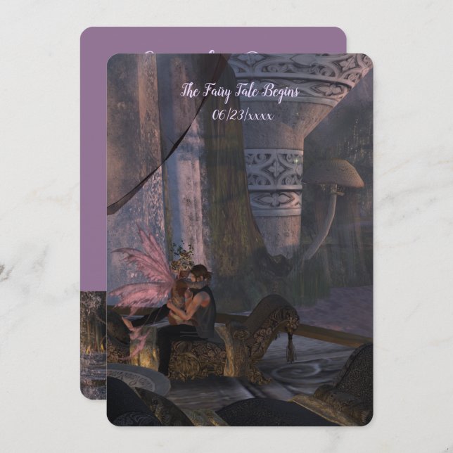 Casamento De Fadas - Guardar O Cartão De Data De F (Frente/Verso)