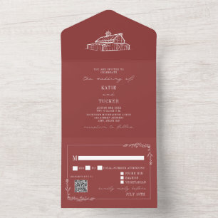 Casamento de Fazenda RSVP de RSVP de Vermelhos Rus