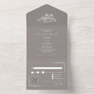 Casamento de Fazendas de QR RSVP de Cinzas Rustica