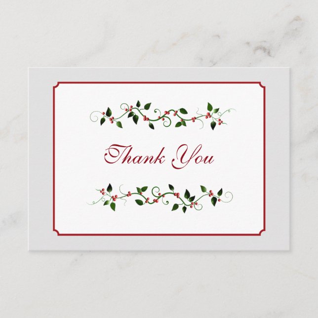 Casamento De Férias De Dezembro Obrigado Cartão Si (Frente)