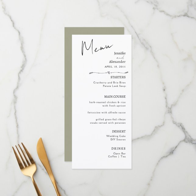 Casamento de Flat Menu Minimalista. (Frente/Verso In Situ)