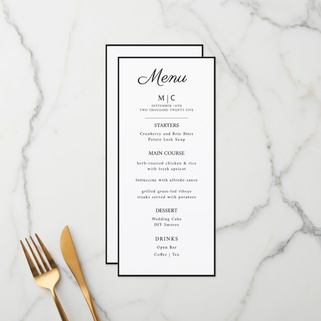 Casamento de Flat Menu Minimalista. (Frente/Verso In Situ)
