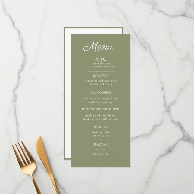 Casamento de Flat Menu Minimalista. (Frente/Verso In Situ)