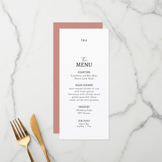 Casamento de Flat Menu Minimalista. (Frente/Verso In Situ)