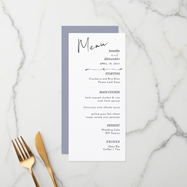 Casamento de Flat Menu Minimalista. (Frente/Verso In Situ)