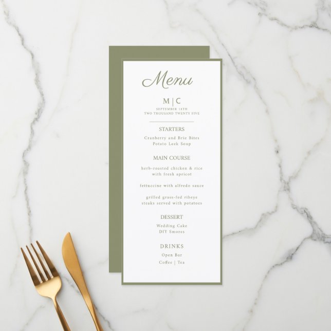 Casamento de Flat Menu Minimalista. (Frente/Verso In Situ)