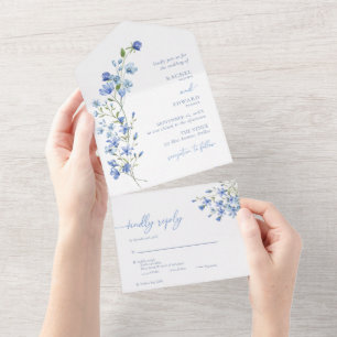 Casamento de flor selvagem azul empoeirado