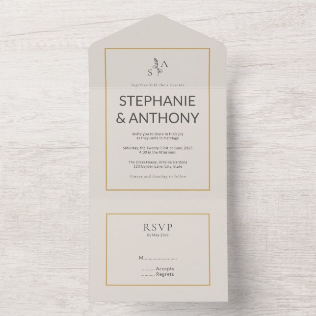 Casamento de flor selvagem de bege minimalista (Interno)