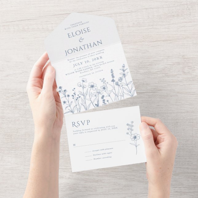 Casamento de Flor Selvagem Minimalista Simples (Aba destacável)