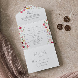 Casamento de Flor Selvagem Multicolorido Simples