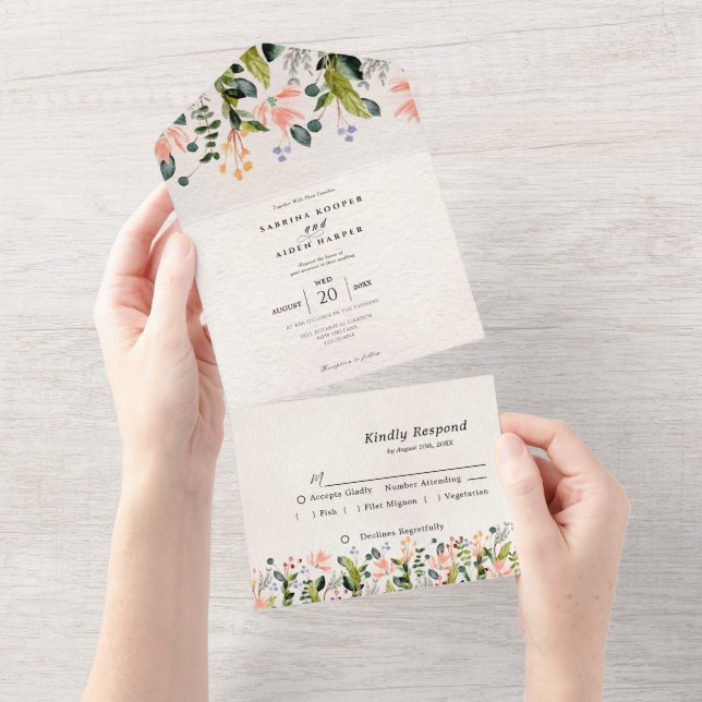 Casamento de Flor Selvagem Sem Costura (Aba destacável)