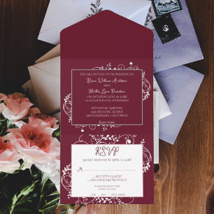 Casamento De Floreio De Vinho Em Um Único Convite