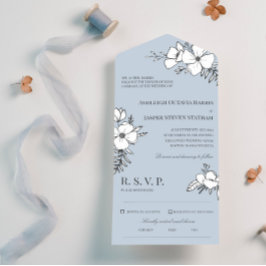 Casamento de Flores Bonito Azul e Branco