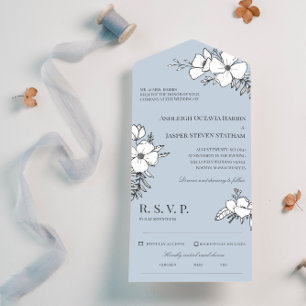Casamento de Flores Bonito Azul e Branco