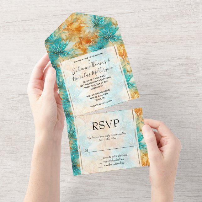Casamento de Flores Laranja De Turquesa Chic (Tearaway)