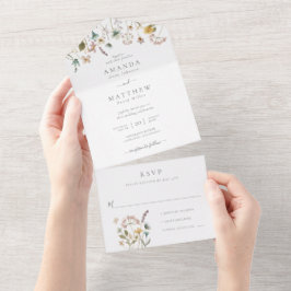 Casamento de Flores Prensadas em Aquarela Elegante