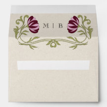 Casamento de Flores Rosa Borgonha Art Nouveau Vint