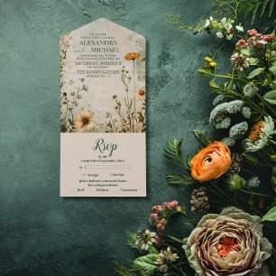 Casamento de flores silvestres com prados-de-bico