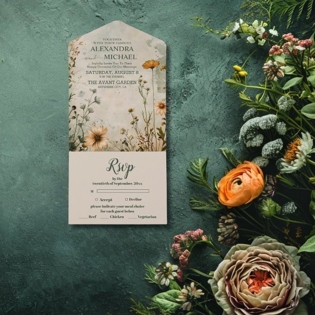 Casamento de flores silvestres com prados-de-bico (Criador carregado)