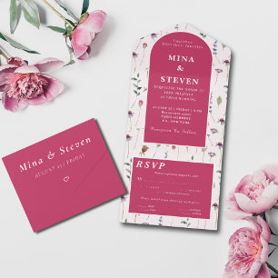 Casamento de flores silvestres rosadas Elegante