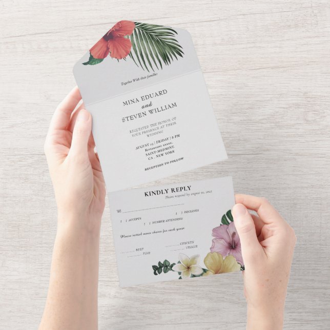 Casamento de Flores Tropicais de Beach Watercolor (Aba destacável)
