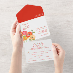 Casamento de Flores Vermelhas com Aquarelas Poppy