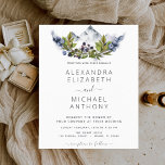 Casamento de Floresta de Montanhas Russas do Orçam<br><div class="desc">Budget Rustic Mountain Watercolor Watercolor Casamento da primavera sobre fundo branco - inclui uma bela e elegante tipografia com folhas botânicas modernas,  bagas e verde para a celebração especial do dia do casamento.</div>