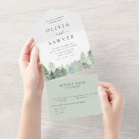 Casamento de Floresta Evergreen Snowy Watercolor