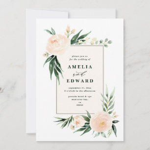 Casamento de folha de aquarela em creme e pêssego