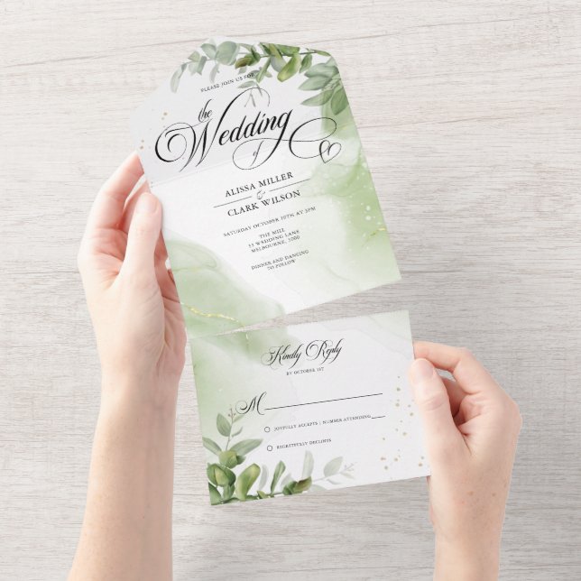 Casamento de Folhagem de Watercolor Greenery (Tearaway)