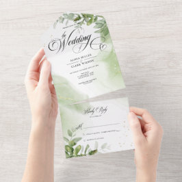 Casamento de Folhagem de Watercolor Greenery