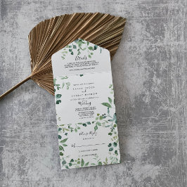 Casamento de Folhagem Verde de Script Caligrafia