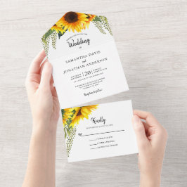 Casamento de Folhagem Verde e Girassóis