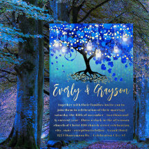 Casamento de folhas de ouro de folha de cor azul e