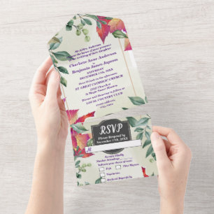 Casamento de Folhas de Outono Botânico Elegante