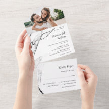 Casamento de folhas gráficas modernas, brancas e p