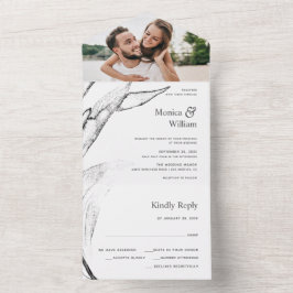 Casamento de folhas gráficas modernas, brancas e p