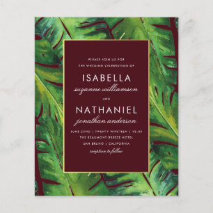 Casamento de Folhas Tropicais Verde e Borgonha de 