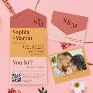 Casamento de Foto Amarelo Cor-de-Rosa Brilhante e