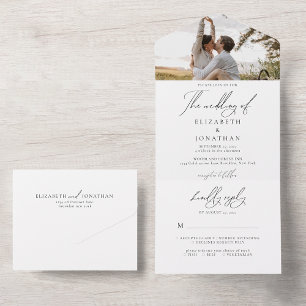 Casamento De Foto Branca De Script Minimalista Ele
