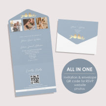Casamento de Foto Código QR Azul Empoeirado